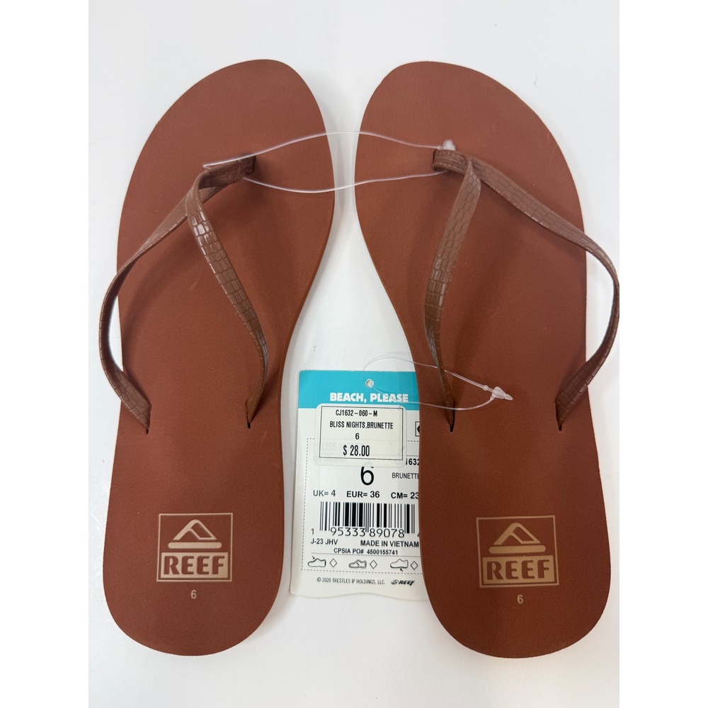 Reef Bliss Nights Brunette slim Sandals Flip Flops Size 6 Women